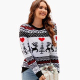 Women's Knit Sweater with Lining and Reindeer Motif
