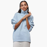 Women's Knitted Sweater with Round Neckline and Ribbed Cuffs
