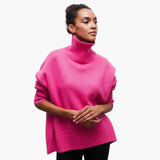 Women's Knitted Sweater with Round Neckline and Ribbed Cuffs
