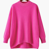 Women's Knit Sweater with Round Neckline and Ribbed Surface