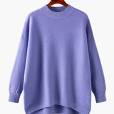 Women's Knit Sweater with Round Neckline and Ribbed Surface