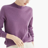 Women's Knitted Sweater with Stand-Up Collar