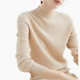 Women's Knitted Sweater with Stand-Up Collar