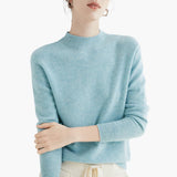 Women's Knitted Sweater with Stand-Up Collar