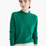 Women's Knitted Sweater with Stand-Up Collar