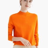 Women's Knitted Sweater with Stand-Up Collar