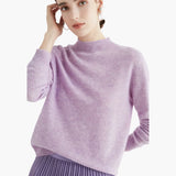 Women's Knitted Sweater with Stand-Up Collar