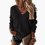 Women's Knit Sweater with V-Neck