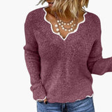 Women's Knit Sweater with Wavy Edge