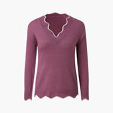 Women's Knit Sweater with Wavy Edge