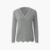 Women's Knit Sweater with Wavy Edge