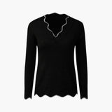 Women's Knit Sweater with Wavy Edge