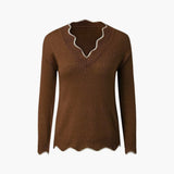 Women's Knit Sweater with Wavy Edge