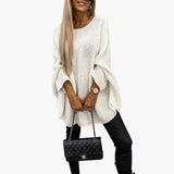 Women's Oversized Knit Sweater with Loose Fit and Round Neck