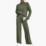 Women's Knit Sweater and Pants Set with Ribbed Design