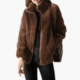 Women’s Teddy Coat with Zipper and Drawstring