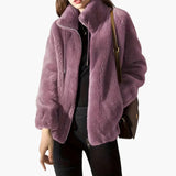 Women's Teddy Coat with Front Zipper and Adjustable Hem