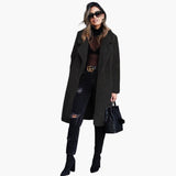 Women's Long Teddy Coat with Wide Collar