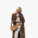 Women's Trench Coat with Notched Collar and Belt