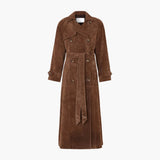 Women's Trench Coat with Notched Collar and Belt
