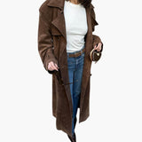 Women's Trench Coat with Notched Collar and Belt
