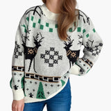 Women's Christmas Sweater with Round Neck and Oversized Fit
