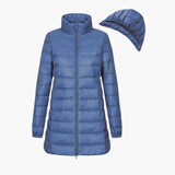 Women's Winter Jacket with Hood and Extended Length