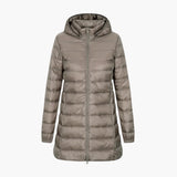 Women's Winter Jacket with Hood and Extended Length