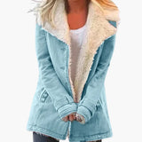 Women's Winter Jacket with Front Zipper and High Collar