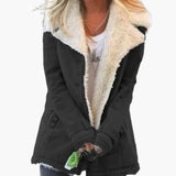 Women's Winter Jacket with Front Zipper and High Collar