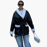Women's Winter Jacket with Belt and Front Pockets