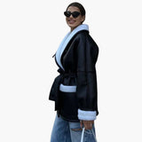 Women's Winter Jacket with Belt and Front Pockets