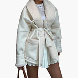 Women's Winter Jacket with Belt and Front Pockets