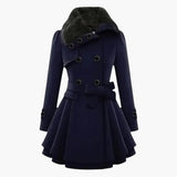 Women's Winter Coat with Belt and Button Closure