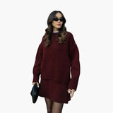 Women's Two-Piece Set with Round Neck Sweater
