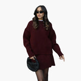 Women's Two-Piece Set with Round Neck Sweater