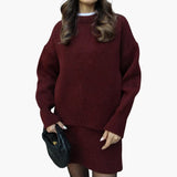 Women's Two-Piece Set with Round Neck Sweater