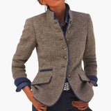 Women's jacket with stand-up collar and flap pockets