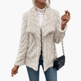 Women's Jacket with Open Front and Textured Surface