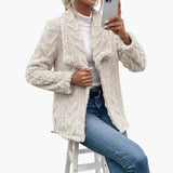 Women's Jacket with Open Front and Textured Surface