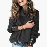 Women's Sweater with Turtleneck and Sleeve Buttons