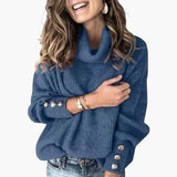 Women's Sweater with Turtleneck and Sleeve Buttons