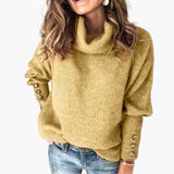 Women's Sweater with Turtleneck and Sleeve Buttons