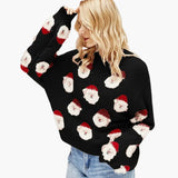 Women's pullover with round neckline and festive pattern