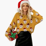 Women's pullover with round neckline and festive pattern