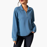 Women's Sweater with Stand-Up Collar and Half Zipper
