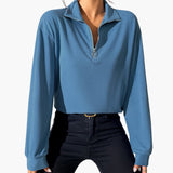 Women's Sweater with Stand-Up Collar and Half Zipper
