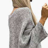 Women's sweater with boat neckline and long sleeves