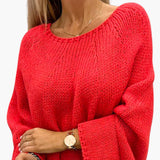 Women's sweater with boat neckline and long sleeves