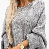 Women's sweater with boat neckline and long sleeves